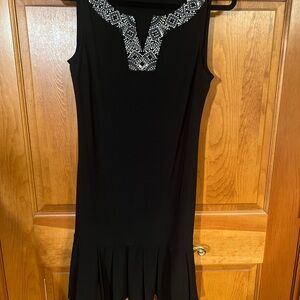 White House Black Market Black Dress with Embellished Neckline